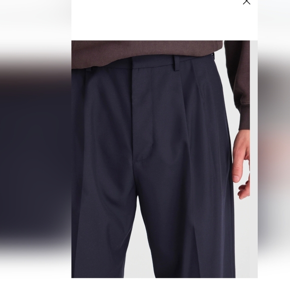 Madewell Men's Cotton-Wool Blend Pleated Trousers Pants Navy 35x32 NWT - Picture 4 of 8